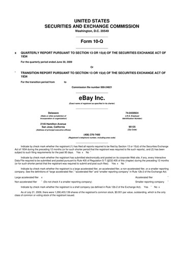 Thumbnail eBay 10-Q Quarterly Report FY 