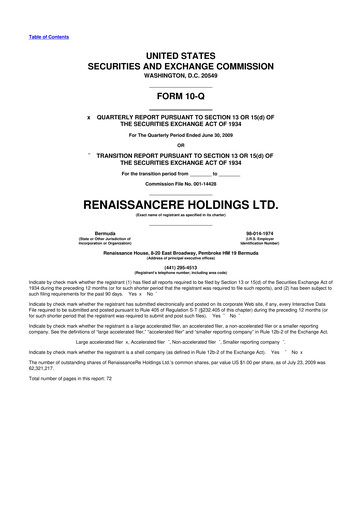 Vorschaubild RenaissanceRe
 10-Q Quartalsbericht  