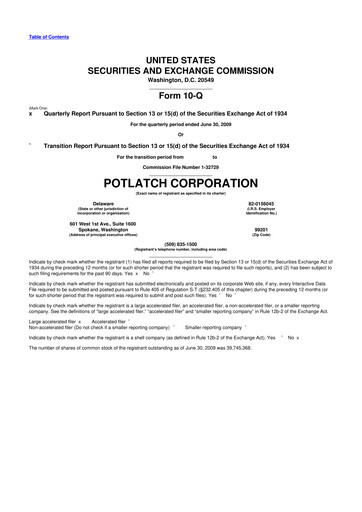 Thumbnail PotlatchDeltic
 10-Q Quarterly Report FY 