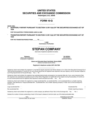 Thumbnail Stepan Company
 10-Q Quarterly Report FY 