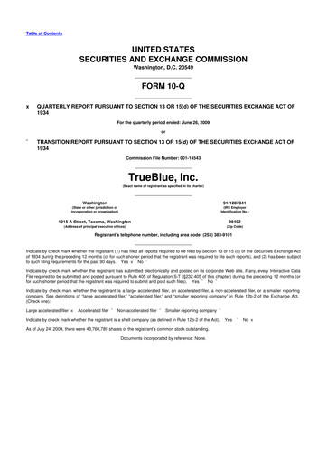 Thumbnail TrueBlue 10-Q Quarterly Report FY 