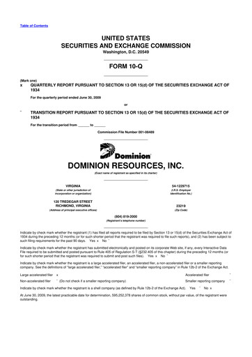 Thumbnail Dominion Energy 10-Q Quarterly Report FY 