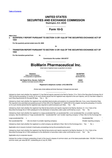 Thumbnail BioMarin Pharmaceutical 10-Q Quarterly Report FY 