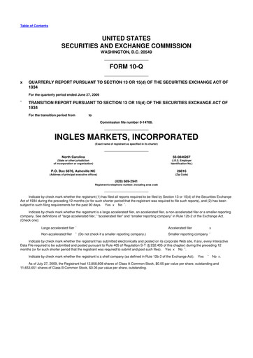 Thumbnail Ingles Markets 10-Q Quarterly Report FY 