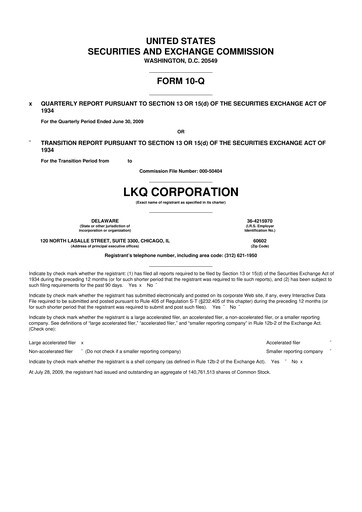 Thumbnail LKQ Corporation 10-Q Quarterly Report FY 