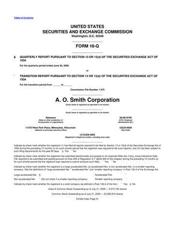 Thumbnail A. O. Smith 10-Q Quarterly Report FY 
