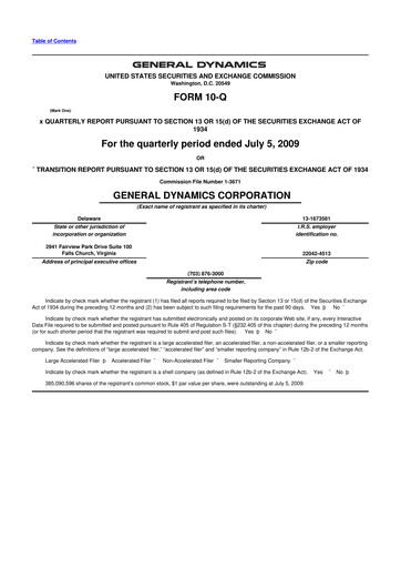 Miniature General Dynamics 10-Q Rapport trimestriel  