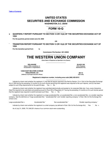 Thumbnail Western Union 10-Q Quarterly Report FY 