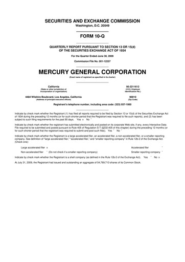 Thumbnail Mercury General
 10-Q Quarterly Report FY 