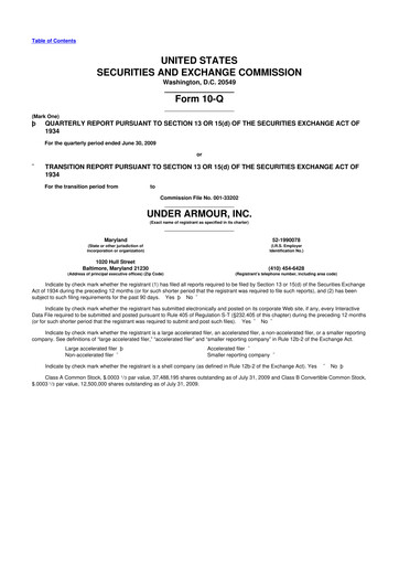 Vorschaubild Under Armour
 10-Q Quartalsbericht  