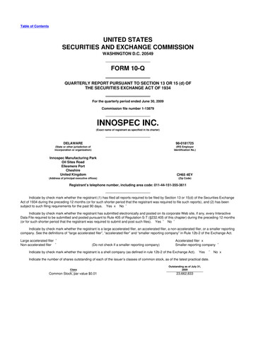 Thumbnail Innospec 10-Q Quarterly Report FY 