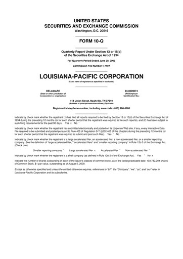 Miniature Louisiana-Pacific
 10-Q Rapport trimestriel  