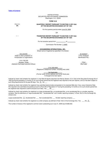 Thumbnail Oceaneering International
 10-Q Quarterly Report FY 