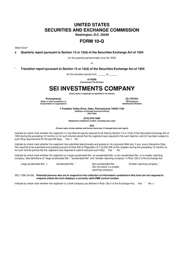 Thumbnail SEI Investments 10-Q Quarterly Report FY 