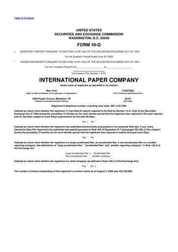Vorschaubild International Paper
 10-Q Quartalsbericht  