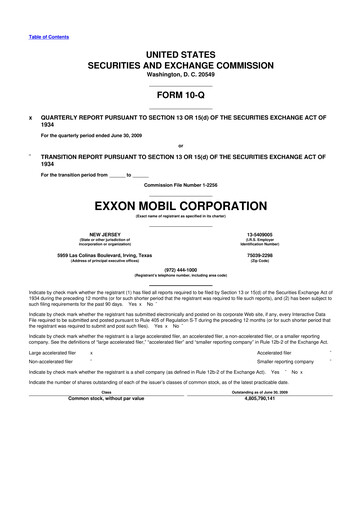 Thumbnail Exxon Mobil 10-Q Quarterly Report FY 