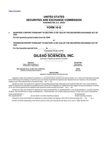 Thumbnail Gilead Sciences 10-Q Quarterly Report FY 