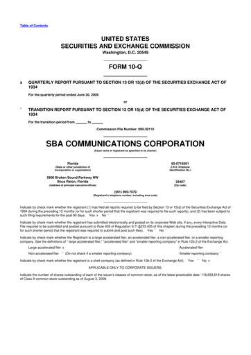 Miniature SBA Communications 10-Q Rapport trimestriel  