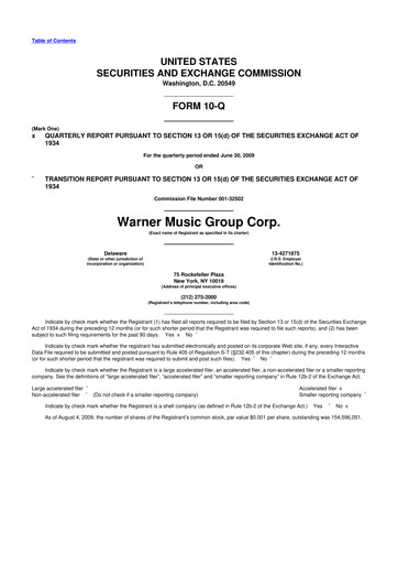 Vorschaubild Warner Music Group
 10-Q Quartalsbericht  