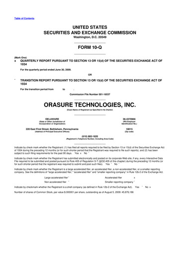 Thumbnail OraSure Technologies 10-Q Quarterly Report FY 