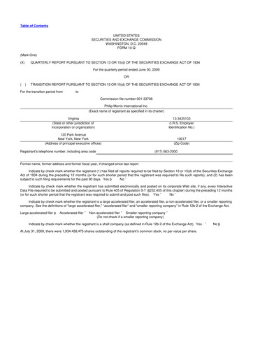 Miniature Philip Morris International 10-Q Rapport trimestriel  