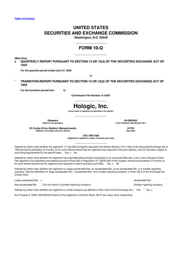 Miniature Hologic 10-Q Rapport trimestriel  