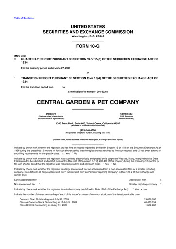 Miniature Central Garden & Pet 10-Q Rapport trimestriel  