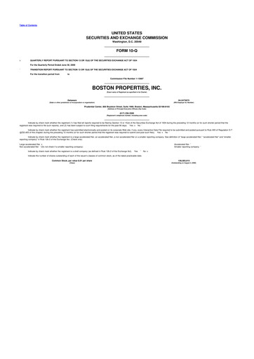 Thumbnail BXP, Inc.
 10-Q Quarterly Report FY 