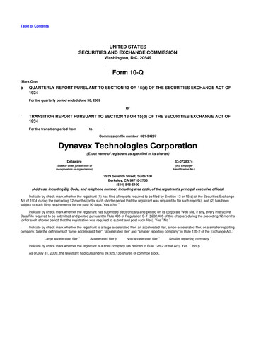 Thumbnail Dynavax Technologies
 10-Q Quarterly Report FY 
