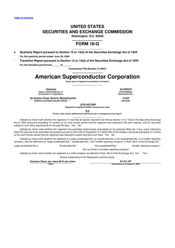 Vorschaubild American Superconductor Corporation 10-Q Quartalsbericht  