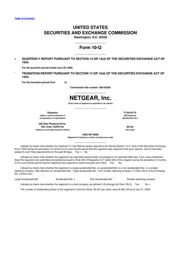 Miniature NETGEAR 10-Q Rapport trimestriel  
