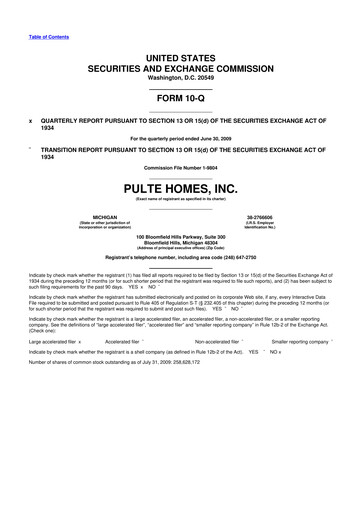 Vorschaubild PulteGroup 10-Q Quartalsbericht  