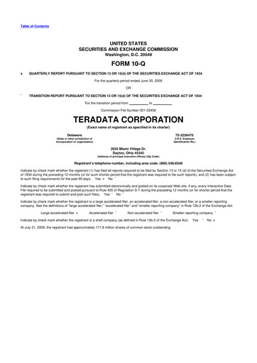 Thumbnail Teradata 10-Q Quarterly Report FY 