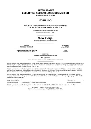 Thumbnail SJW Group
 10-Q Quarterly Report FY 