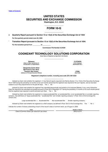 Vorschaubild Cognizant Technology Solutions  10-Q Quartalsbericht  