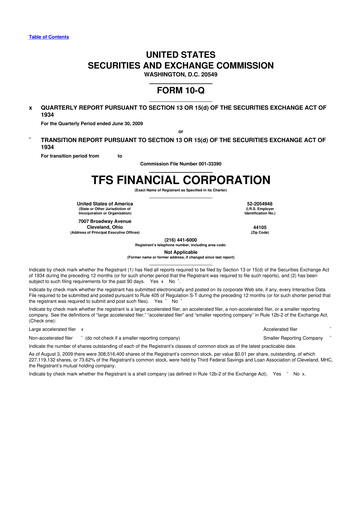 Thumbnail TFS Financial 10-Q Quarterly Report FY 