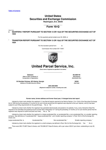 Miniature United Parcel Service 10-Q Rapport trimestriel  