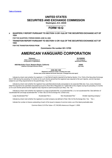 Miniature American Vanguard 10-Q Rapport trimestriel  