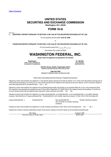 Thumbnail WaFd Bank 10-Q Quarterly Report FY 