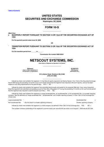 Thumbnail NETSCOUT 10-Q Quarterly Report FY 