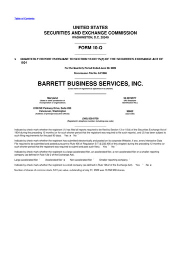 Thumbnail Barrett Business Services 10-Q Quarterly Report FY 