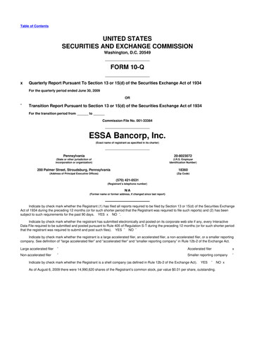 Thumbnail ESSA Bancorp 10-Q Quarterly Report FY 