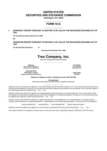 Vorschaubild Trex 10-Q Quartalsbericht  