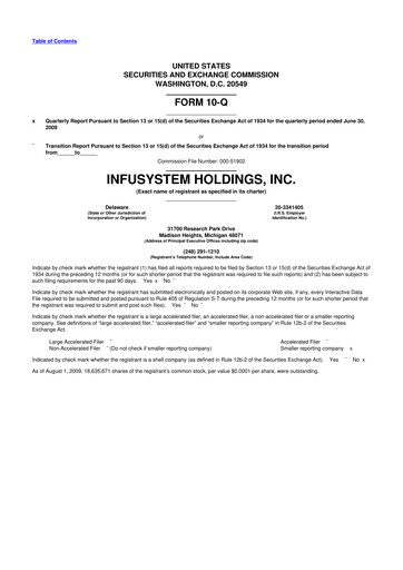 Thumbnail InfuSystem 10-Q Quarterly Report FY 