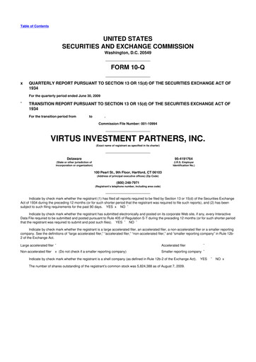 Vorschaubild Virtus Investment Partners 10-Q Quartalsbericht  