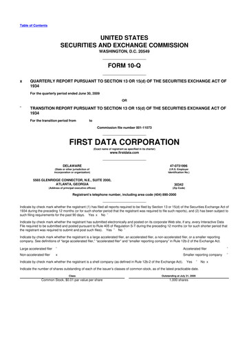Thumbnail First Data Corporation 10-Q Quarterly Report FY 