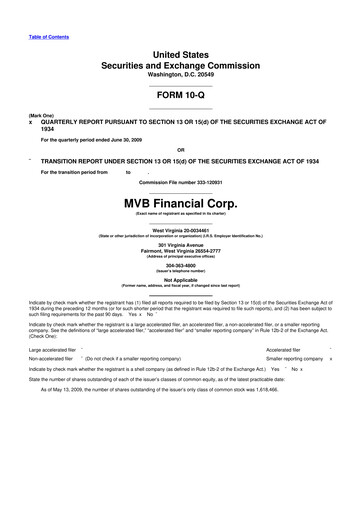 Thumbnail MVB Financial 10-Q Quarterly Report FY 