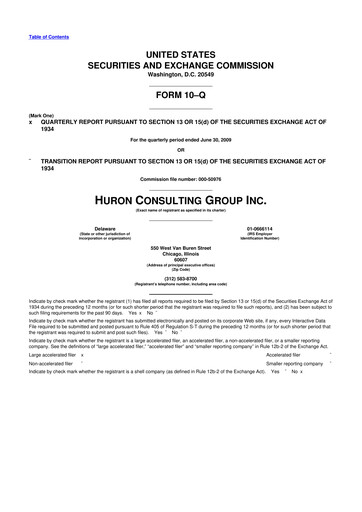 Thumbnail Huron Consulting 10-Q Quarterly Report FY 