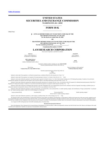 Thumbnail Lam Research 10-K Annual Report 