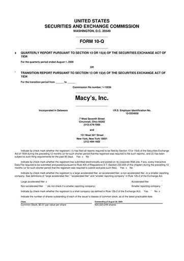 Thumbnail Macy's
 10-Q Quarterly Report FY 